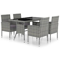 Maison Chic Jeu à dîner de jardin 5 pcs,Mobilier de salle à manger d'extérieur,Meuble à dîner Résine tressée Anthracite et gris -GKD647285