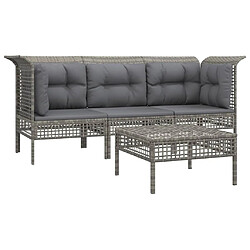 Avis Maison Chic Salon de jardin 4 pcs + coussins - Mobilier/Meubles de jardin - Table et chaises d'extérieur Gris Résine tressée -MN31858