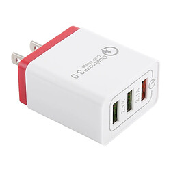 Wewoo Chargeur 2.1A 3 ports USB rapide de voyage, prise américaine (rouge)