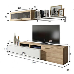 Avis Dansmamaison Meuble TV modulable en angle Blanc/Chêne - XUNS