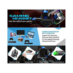 Avis Universal Casque gaming casque anti bruit stéréo basse lourde pc portable téléphone portable a66 noir et vert respiration light plug version