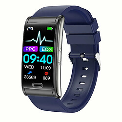 E600 Montre Intelligente Écran Tactile Glycémie Ecg Surveillance De L'Oxygène Sanguin Montre De Sport Étanche Silicone Bleu