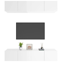 Acheter Maison Chic Meubles TV 4 pcs | Banc TV Moderne pour salon | Meuble de Rangement Blanc brillant 80x30x30 cm Bois d'ingénierie -MN96917