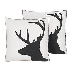 Beliani Lot de 2 coussins SHADRACK Coton 45 x 45 cm Animal Blanc