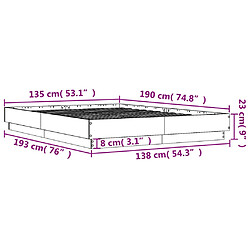 Acheter Vidaxl Cadre de lit blanc 135x190 cm bois d'ingénierie