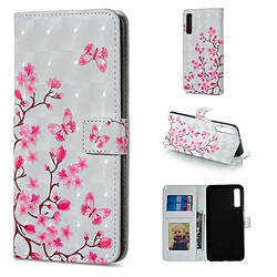 Wewoo Housse Coque Étui en cuir à rabat horizontal motif fleur d'amour papillon pour Galaxy A7 (2018), avec support et logements pour cartes, cadre photo porte-monnaie