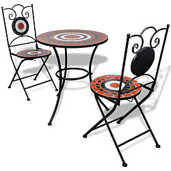 Maison Chic Mobilier de bistro et chaises de jardin 3 pcs Carreau céramique Terre cuite et blanc -GKD241429