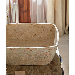 Acheter Pegane Vasque à poser / lavabo en marbre coloris beige - Longueur 40 x Hauteur 15 x Profondeur 40 cm