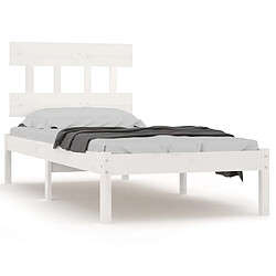 vidaXL Cadre de lit sans matelas blanc 90x190 cm bois massif