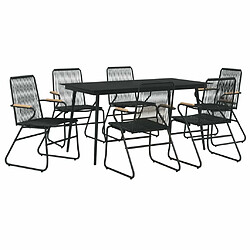 Avis Salle à dîner de jardin 7 pcs,Table et chaise à manger Noir Rotin PVC -MN81805