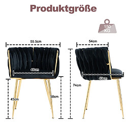 Avis ComfortXL Chaise Moderne en Velours, Set de 2, Pieds Métalliques Dorés