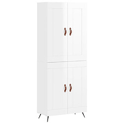 vidaXL Buffet haut Blanc brillant 69,5x34x180 cm Bois d'ingénierie