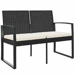 Maison Chic Banc de jardin à 2 places | Banquette de jardin | Chaise Relax avec coussins noir rotin PP -MN15823