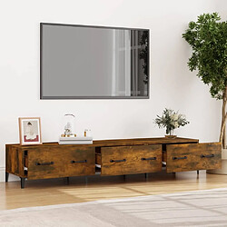 Avis Maison Chic Meuble TV scandinave - Banc TV pour salon Chêne fumé 150x34,5x30 cm Bois d'ingénierie -MN20395