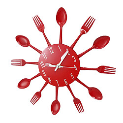 Acheter Cuisine horloge murale cuillère fourchette murale mur autocollant chambre décoration de la maison rouge