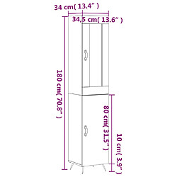 vidaXL Buffet haut Sonoma gris 34,5x34x180 cm Bois d'ingénierie pas cher