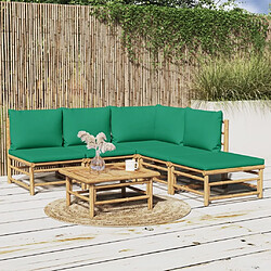 Maison Chic Salon de jardin 6 pcs + coussins - Mobilier/Meubles de jardin - Table et chaises d'extérieur vert bambou -MN69336