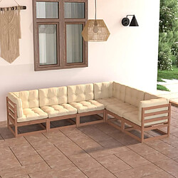 Maison Chic Salon de jardin 6 pcs + coussins - Mobilier/Meubles de jardin - Table et chaises d'extérieur Bois de pin massif -MN56349