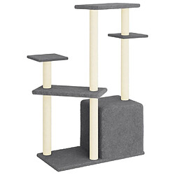 Avis Helloshop26 Arbre à chat meuble tour grimper jouet grattage grattoir escalade plateforme avec griffoirs en sisal foncé 107,5 cm gris 02_0022638