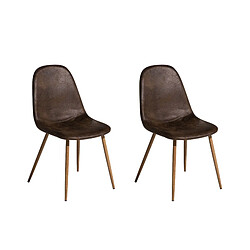 Beliani Set de 2 Cuir PU Chaise de salle à manger Marron foncé BRUCE