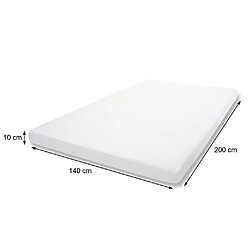 Mendler 10cm Surmatelas à mousse Memory HWC-E63, Couvre-matelas, housse ~ 140x200cm mousse visco