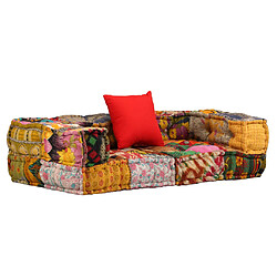 vidaXL Pouf modulaire à 2 places Patchwork Tissu