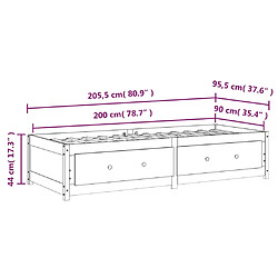 vidaXL Lit de jour sans matelas blanc 90x200 cm bois de pin massif pas cher