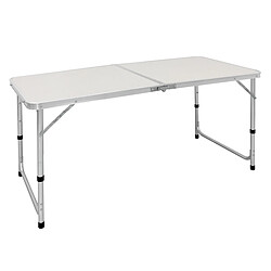 Ecd Germany Table pliable de camping MDF jardin pique-nique 120 cm blanc/crème en aluminium