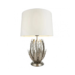 Endon Lampe de table Delphine Acier,tissu Tissu de coton à feuille d'argent,Ivoire 1 ampoule 55cm