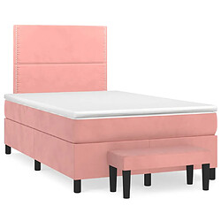 vidaXL Sommier à lattes de lit avec matelas Rose 120x200 cm Velours