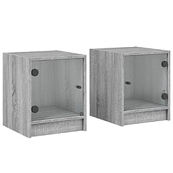 Maison Chic Lot de 2 Tables de Chevet et portes vitrées - Tables de Nuit sonoma gris 35x37x42cm