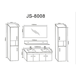 Simba MEUBLE SALLE DE BAIN DOUBLE VASQUE LUXE LAVABO 120 cm Elegance pas cher