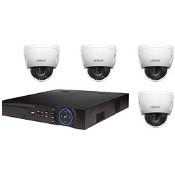 Kit de Vidéosurveillance Dahua Enregistreur DVR et 4 Mini Caméras Dôme Analogiques HDCVI