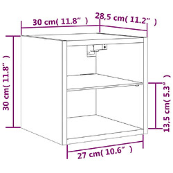 vidaXL Meubles TV muraux et lumières LED 2pcs sonoma gris 30x28,5x30cm pas cher