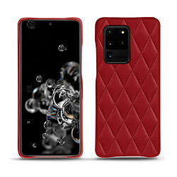 Coque cuir Samsung Galaxy S20 Ultra 5G - Coque arrière - Rouge - Couture ( Nappa - Pantone #d50032 ) - NOREVE