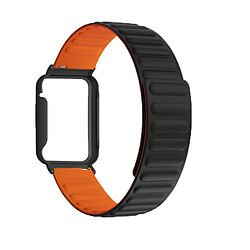 Bracelet en silicone magnétique, à déclenchement rapide pour votre Xiaomi Mi Band 7 Pro - noir/orange