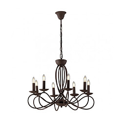 Fan Europe Chandelier sans abats jours Ginevra 8 ampoules Métal Corten