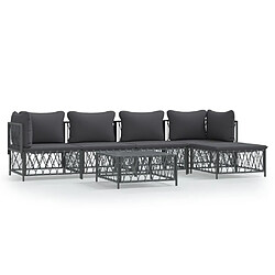 Maison Chic Salon de jardin 6 pcs avec coussins - Table et chaises d'extérieur - Mobilier/Meubles de jardin Moderne anthracite acier -MN22819