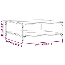 vidaXL Table basse chêne sonoma 100x100x40 cm bois d'ingénierie pas cher