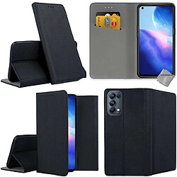 Htdmobiles Housse etui portefeuille avec coque intérieure en silicone pour Oppo Find X3 Lite + film ecran - NOIR MAGNET