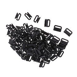 50x boucles de réglage de soutien-gorge en plastique crochet et fermoir coudre sur les attaches noir 10mm