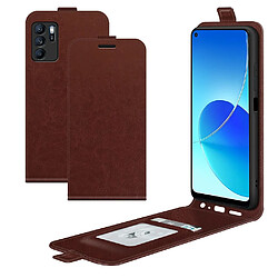 Coque en TPU + PU porte-carte verticale texture crazy horse marron pour votre Oppo Reno6 Z