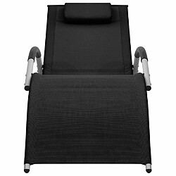 Maison Chic Chaise longue Jardin| Bain de soleil Relax | Transat textilène noir et gris -GKD93154