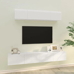 Maison Chic Ensemble de meubles TV 4 pcs | Banc TV Moderne pour salon | Meuble de Rangement - Blanc brillant Bois d'ingénierie -MN33872