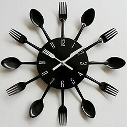 Avis Horloge Murale 3D Creative Cuisine Motif Cuillère Fourchette Miroir Wall Sticker Decal