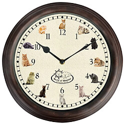 Decoshop26 Horloge murale avec sons de chat 30 x 4,6 cm DEC022247