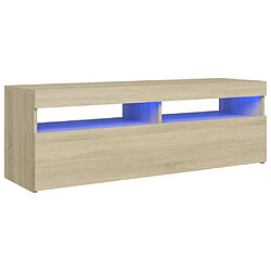 vidaXL Meuble TV avec lumières LED chêne sonoma 120x35x40 cm