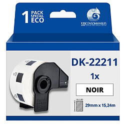 123Consommables Étiquettes compatibles Brother DK22211 - Largeur 29 mm x 15,24 mètres - Texte noir sur fond blanc