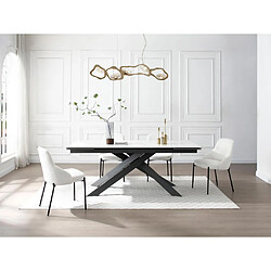 Vente-Unique Table à manger extensible 8 à 12 personnes en céramique, verre trempé et métal - Effet marbre blanc et anthracite - COREMA de Maison Céphy