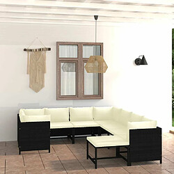 Maison Chic Salon de jardin 9 pcs + coussins - Mobilier/Meubles de jardin - Table et chaises d'extérieur Résine tressée Noir -MN23336